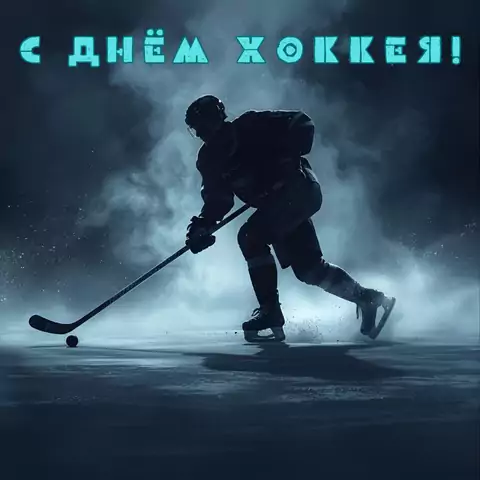 Открытка на день хоккея стильная