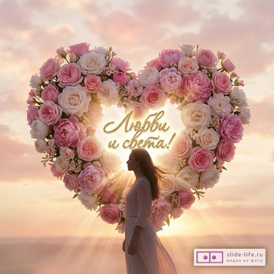 Открытка с тёплыми словами любви и света