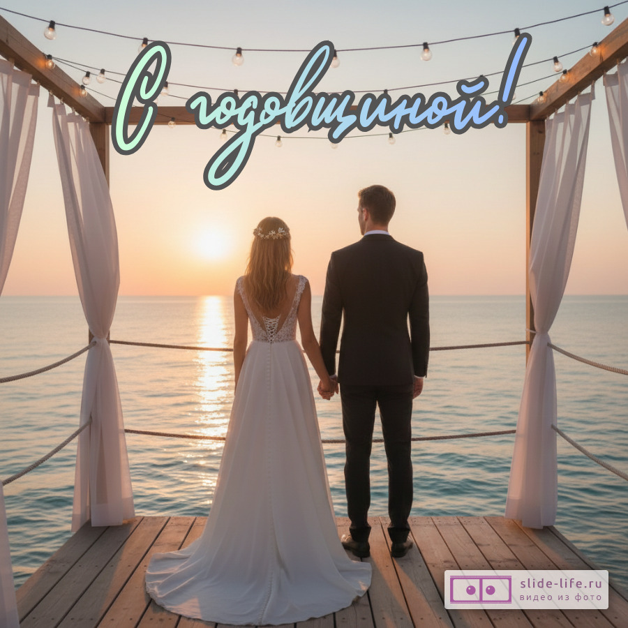 Стильная открытка с годовщиной свадьбы