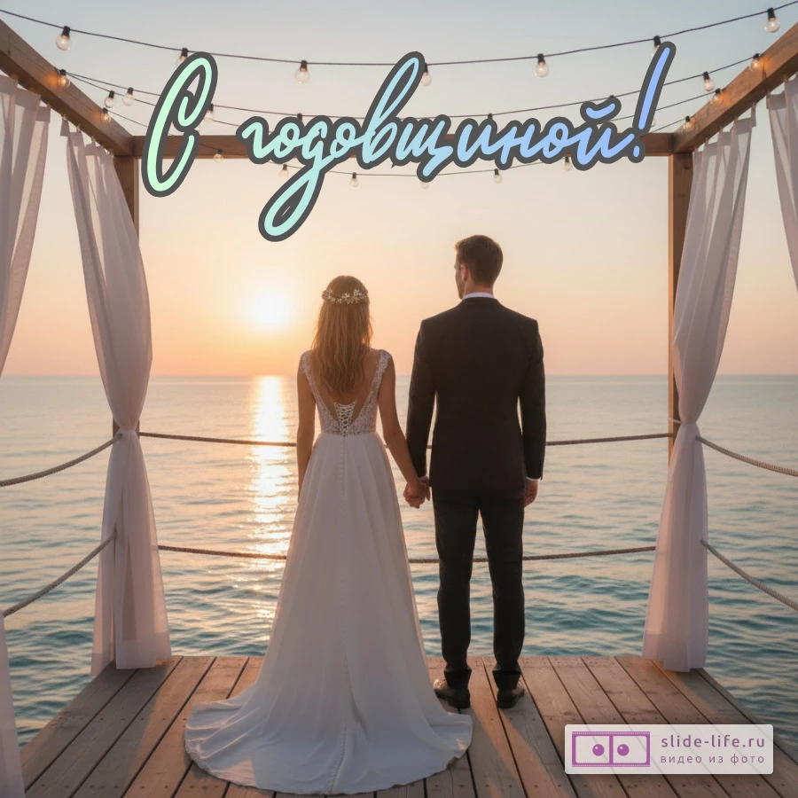 Стильная открытка с годовщиной свадьбы