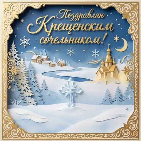Открытка на Крещенский сочельник — новая открытка