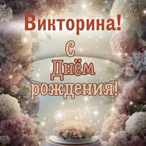 Викторина, с Днём рождения! Красивая открытка