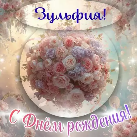 Зульфия, с Днём рождения! Элегантная открытка