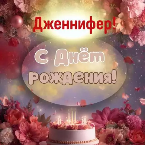 Дженнифер, с Днём рождения! Поздравительная открытка