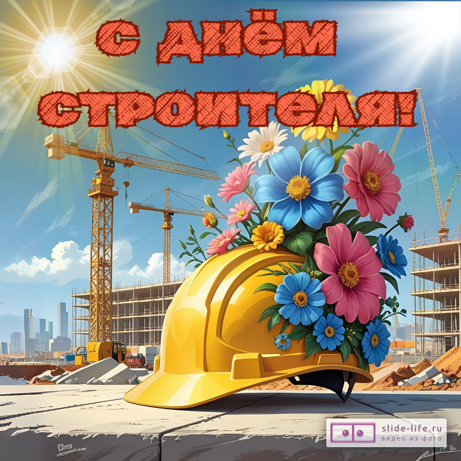 Красивая открытка с Днём строителя