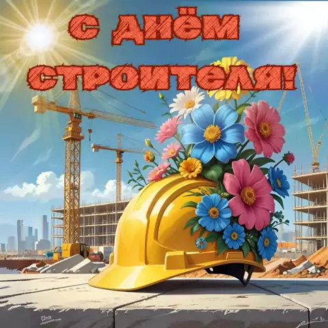 Красивая открытка с Днём строителя