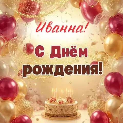 Иванна, с Днём рождения! Современная открытка