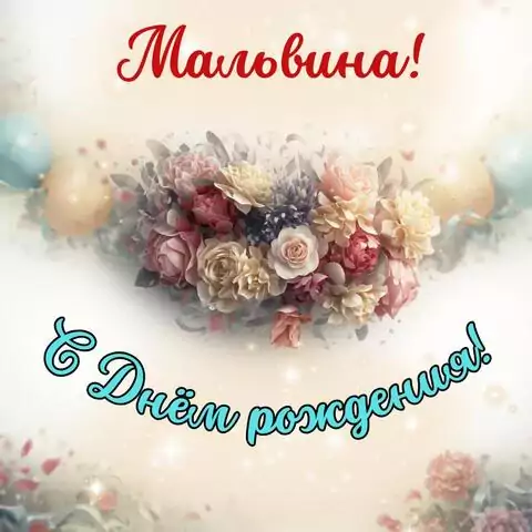 Мальвина, с Днём рождения! Стильная открытка