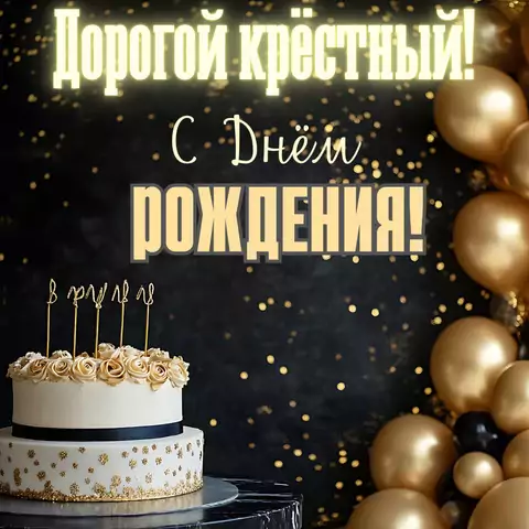 Открытка поздравление с днем рождения крестному
