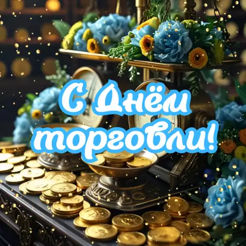 Открытка на день работника торговли с цветами