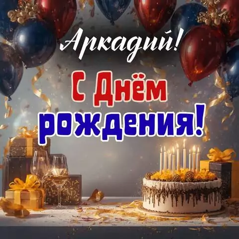 Аркадий, с Днём рождения! Современная открытка