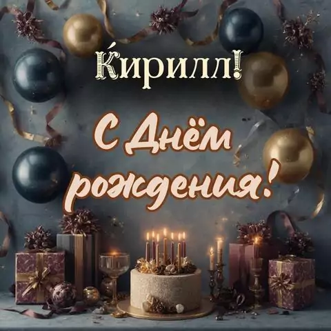 Кирилл, с Днём рождения! Красивая открытка