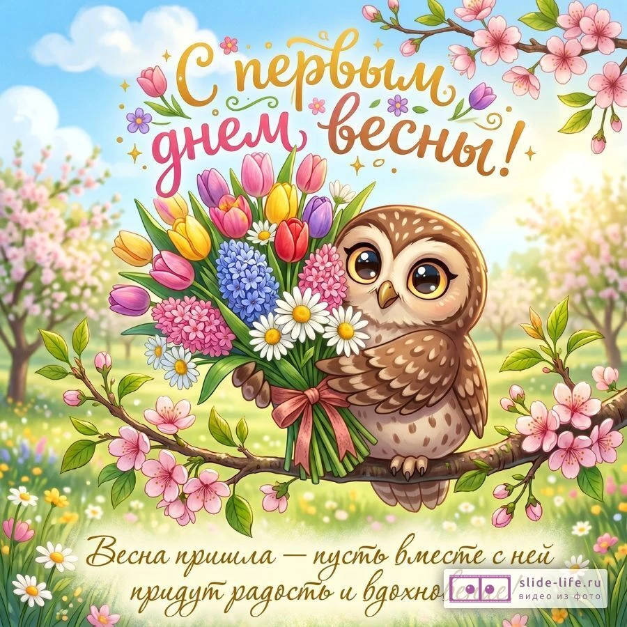 С первым днем весны! Открытки с букетами цветов и теплым настроением