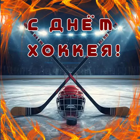 Красивая открытка с Днём хоккея