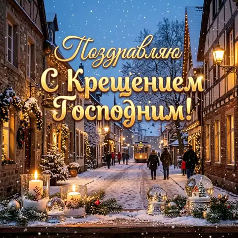 Картинка с Крещением Господним — душевное поздравление родным и близким
