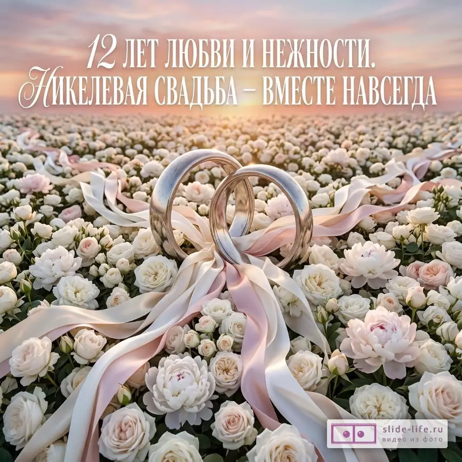 С никелевой свадьбой! Открытка на 12 лет совместной жизни