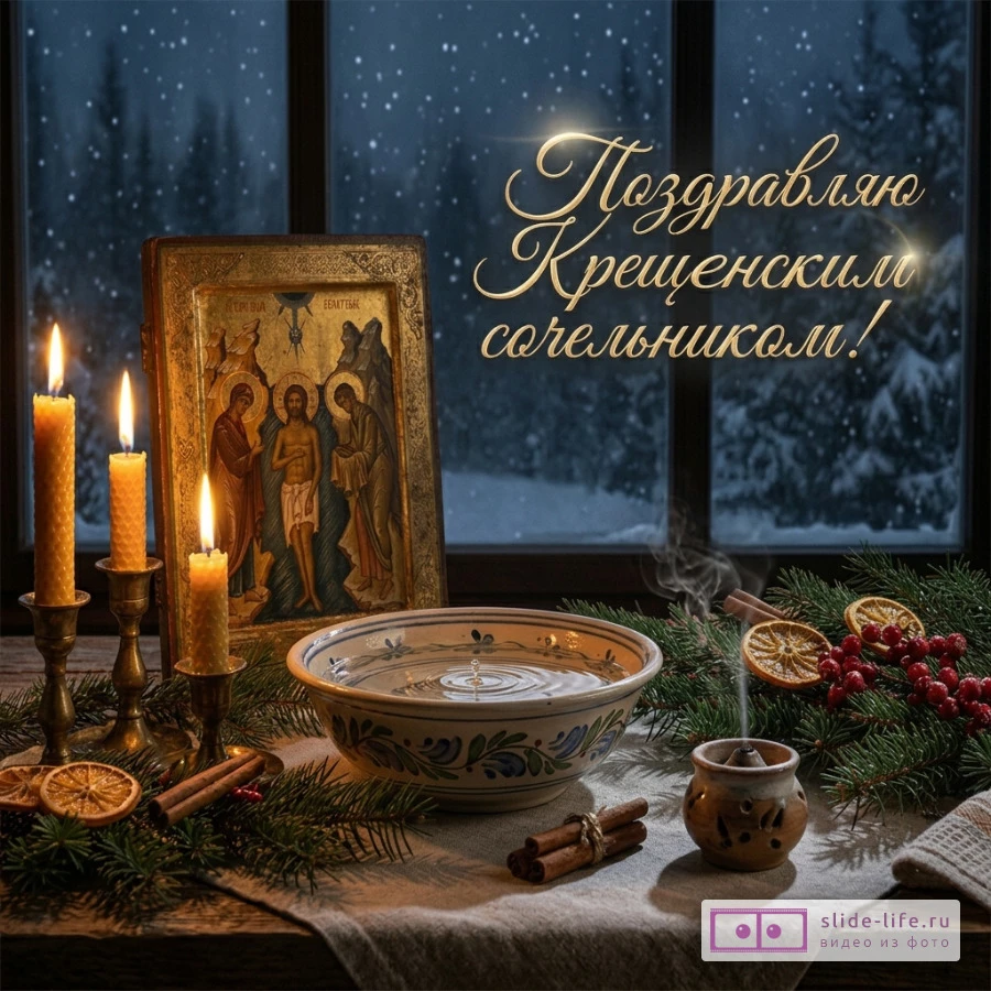 Крещенский сочельник — красивая открытка с поздравлением