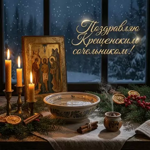 Крещенский сочельник — красивая открытка с поздравлением