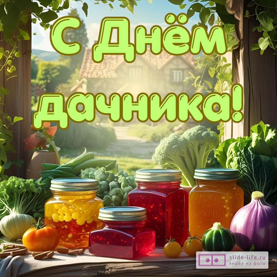 Красивая открытка с Днём дачника