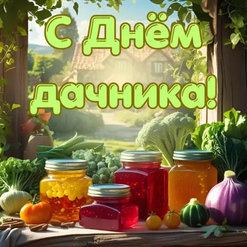 Красивая открытка с Днём дачника