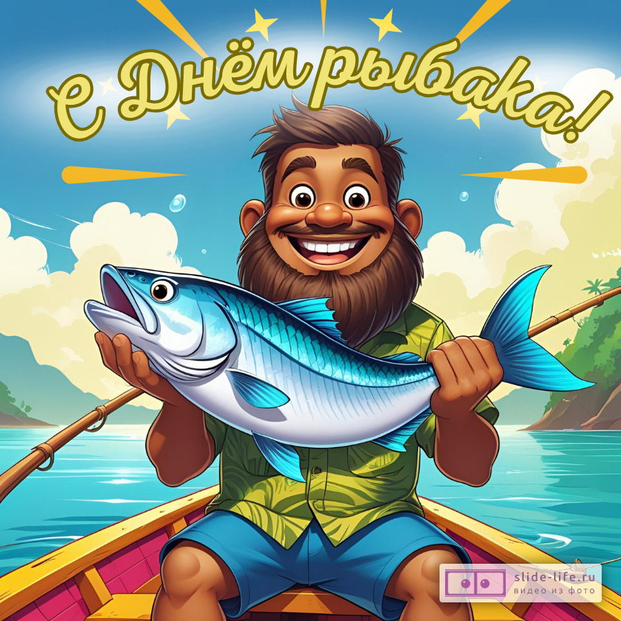 Красивая открытка с Днём рыбака