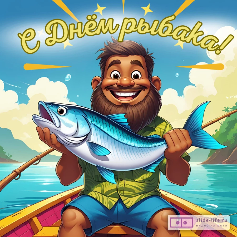 Красивая открытка с Днём рыбака