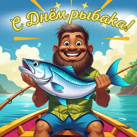 Красивая открытка с Днём рыбака