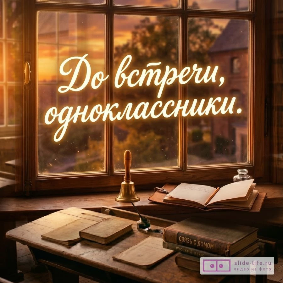 Трогательная открытка на встречу одноклассников — до встречи, друзья