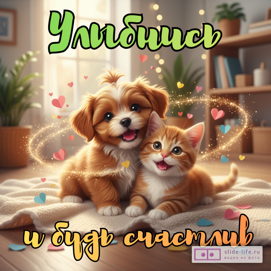 Улыбнись и будь счастлив Душевная открытка