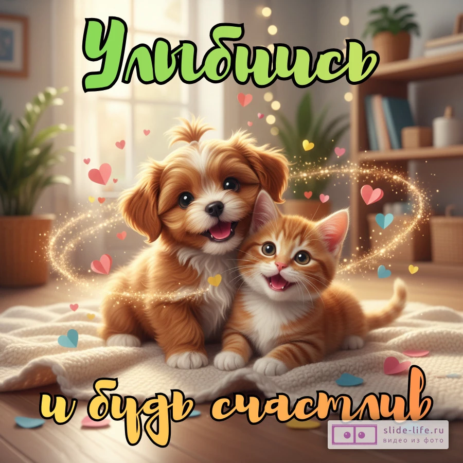 Улыбнись и будь счастлив Душевная открытка