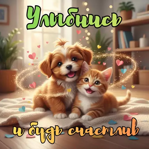 Улыбнись и будь счастлив Душевная открытка