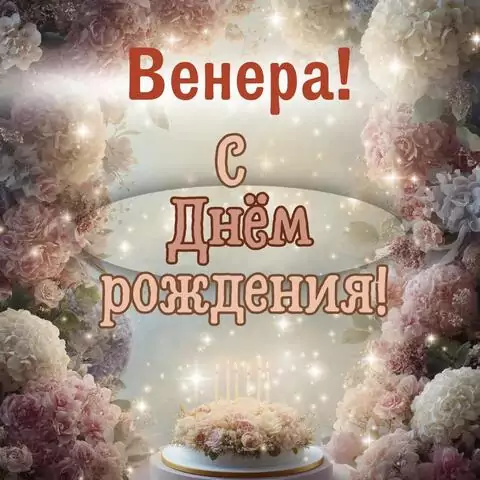 Венера, с Днём рождения! Красивая открытка