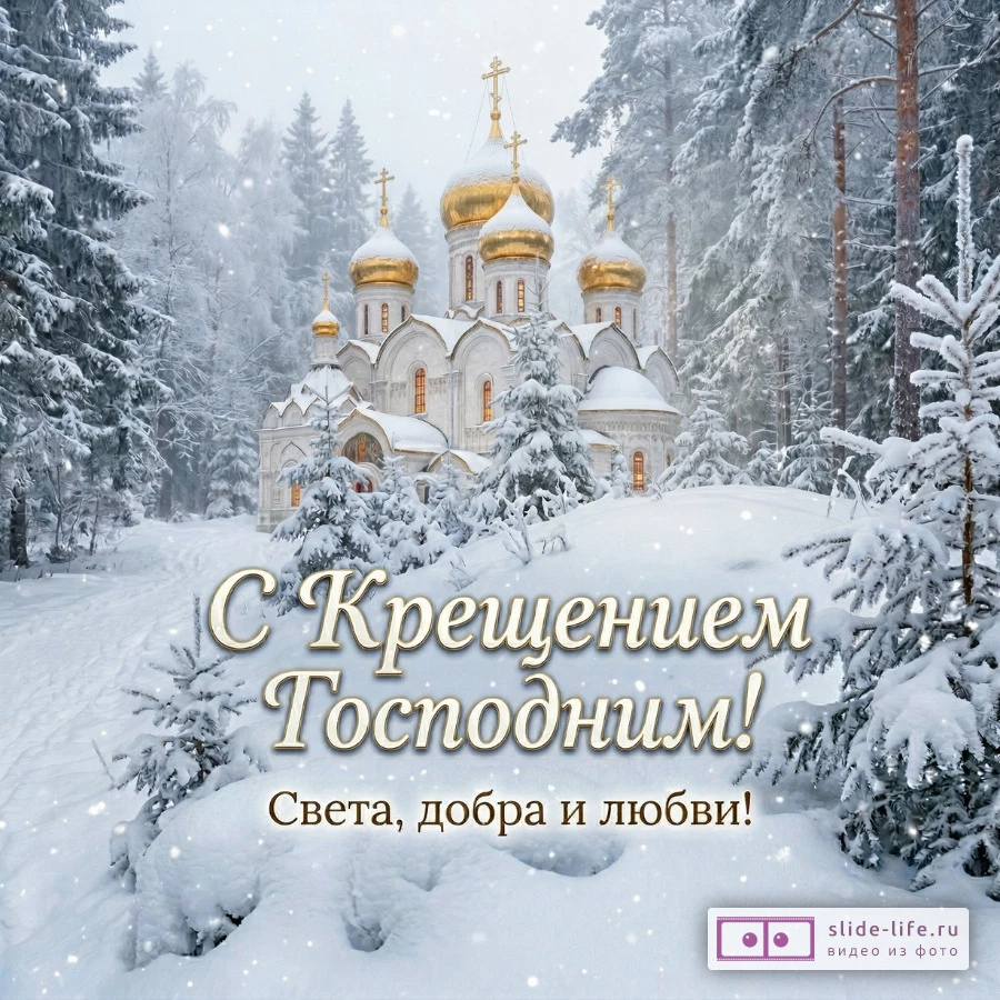 Поздравление с Крещением Господним — открытка для семьи и друзей