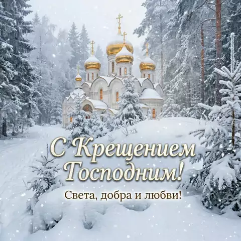Поздравление с Крещением Господним — открытка для семьи и друзей