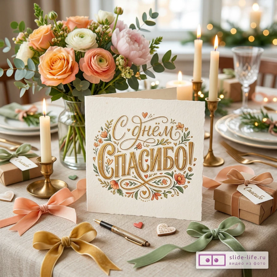 Очень красивая открытка с днем спасибо