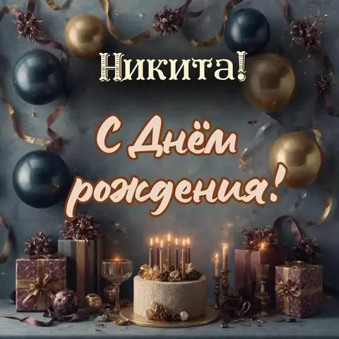 Никита, с Днём рождения! Красивая открытка