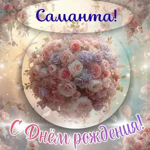 Саманта, с Днём рождения! Элегантная открытка