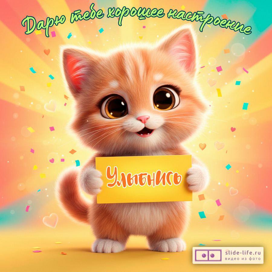 Улыбнись Я дарю тебе хорошее настроение открытка