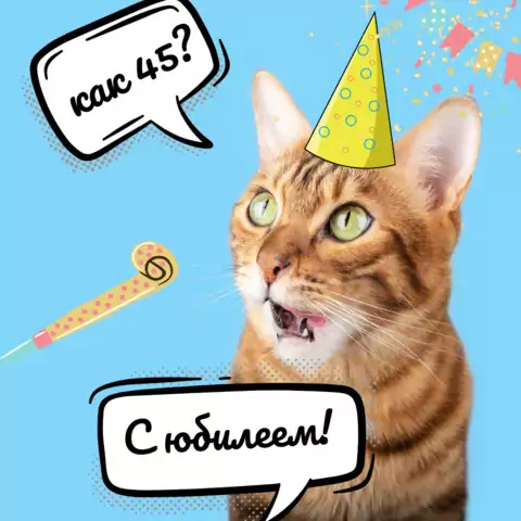 Смешная открытка с юбилеем 45 лет