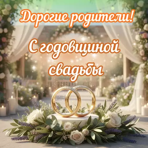 Открытка поздравление с годовщиной свадьбы родителям