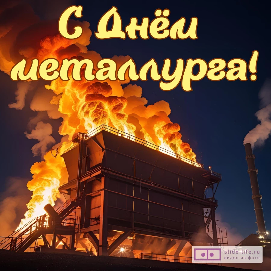 Открытка с днем металлурга с пламенем