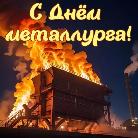 Открытка с днем металлурга с пламенем
