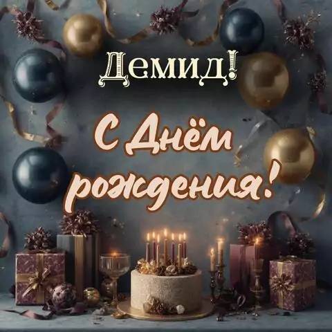 Демид, с Днём рождения! Красивая открытка