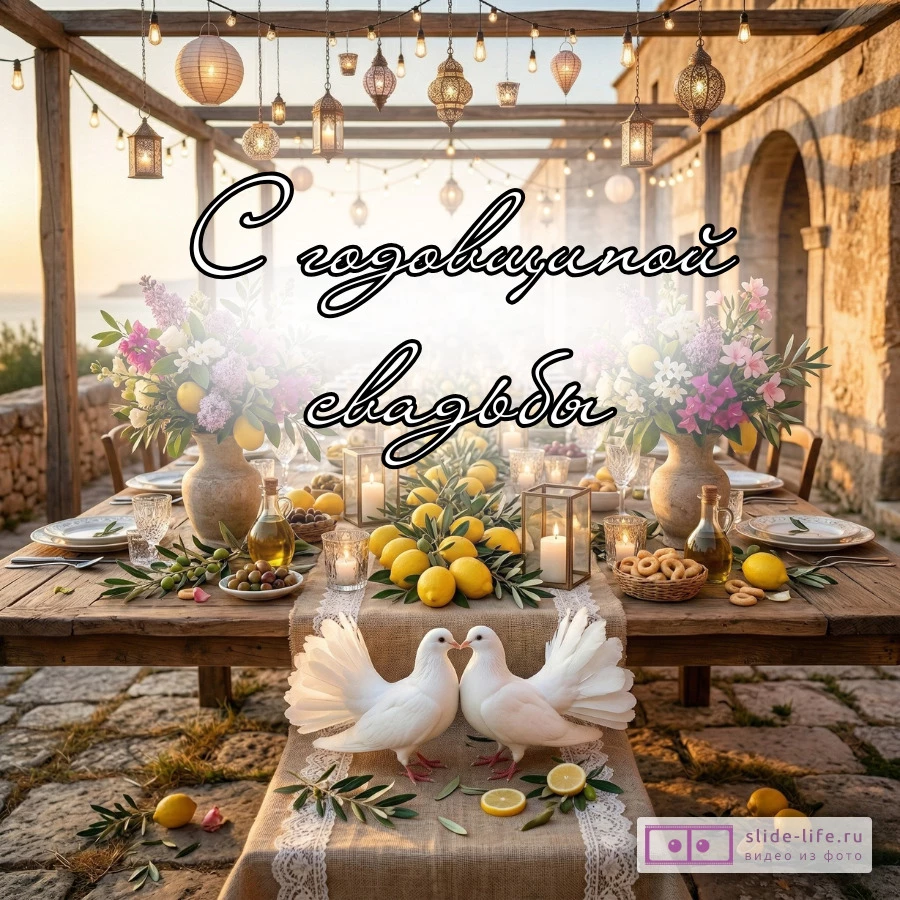 Свадебная открытка с пожеланием любви и счастья