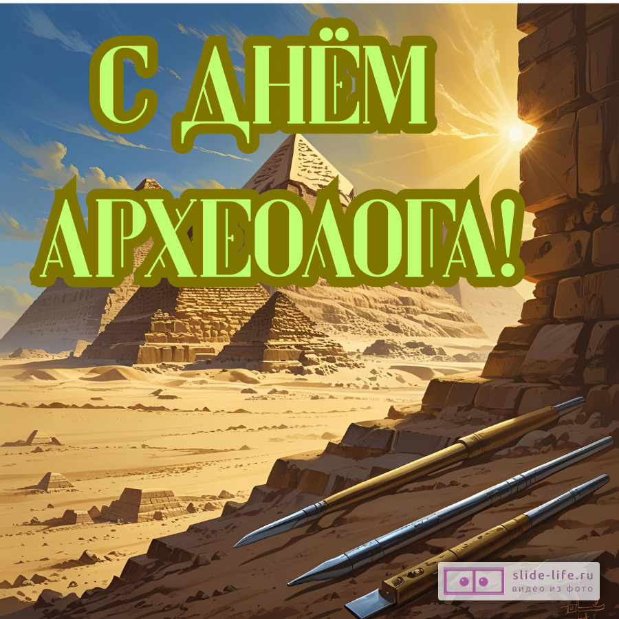 Красивая открытка с Днём археолога