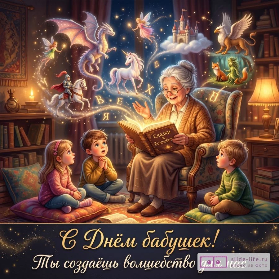С Днём бабушек — душевная открытка с тёплыми словами