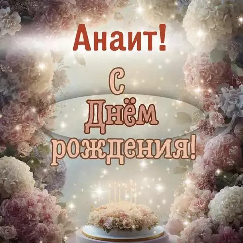 Анаит, с Днём рождения! Красивая открытка