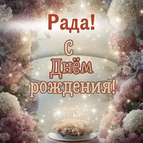 Рада, с Днём рождения! Красивая открытка