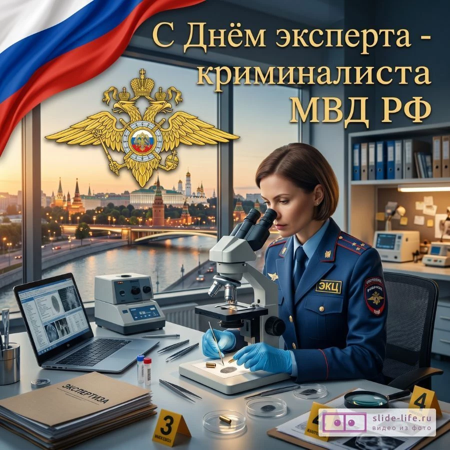 Оригинальная открытка с Днём эксперта-криминалиста