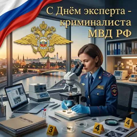 Оригинальная открытка с Днём эксперта-криминалиста